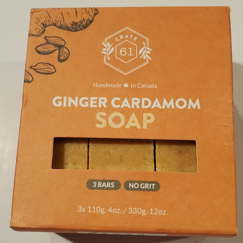 Ginger Cardamom Soap - 3 Bars 4oz each Handmade No Grit Made In Canada Natural